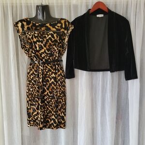 Calvin Klein leopard print dress with cardigan